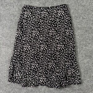 West End Petite Midi Skirt‎ PM Black Animal Print Stretch Y2K Chic Officecore